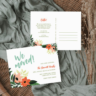 Anúncio Cartão postal de novo endereço floral tropical C