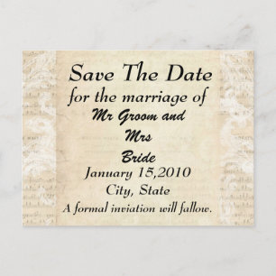 Anúncio Cartão postal de partitura musical antiga salve o 