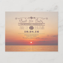 Anúncio cartão postal de pôr do sol no mar para salvar a d
