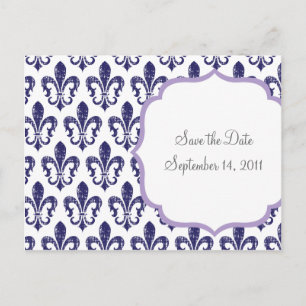 Anúncio Cartão postal de salva data de casamento Navy/Lave