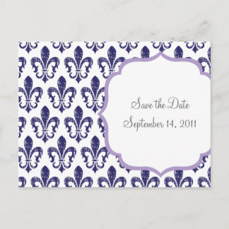Anúncio Cartão postal de salva data de casamento Navy/Lave