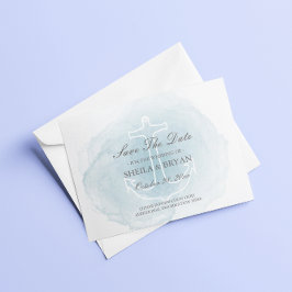 Anúncio Cartão postal de salvar a data com âncora náutica 