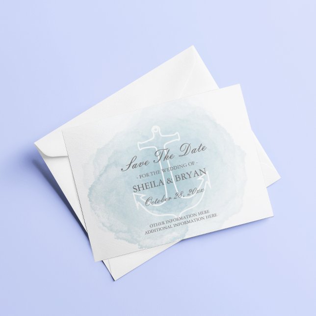 Anúncio Cartão postal de salvar a data com âncora náutica  (Criador carregado)