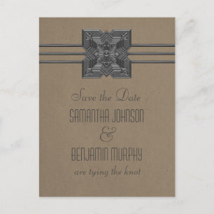 Anúncio Cartão Postal de Salvar a Data com Borda de Medalh