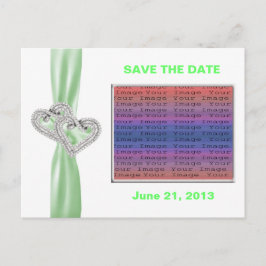 Anúncio Cartão Postal de Salvar a Data com Coração de Lima