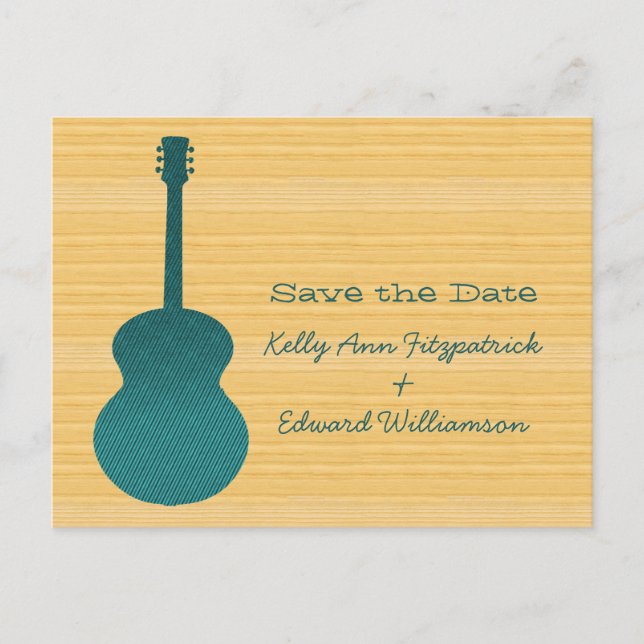 Anúncio Cartão Postal de Salvar a Data com Guitarra Countr (Frente)