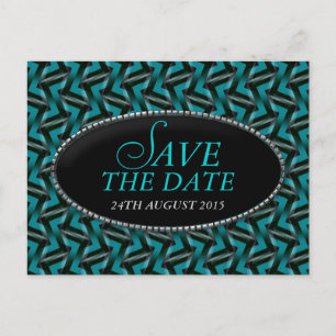 Anúncio Cartão postal de salvar a data com padrão preto e 