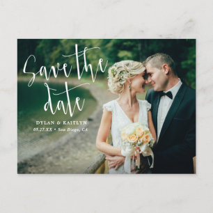 Anúncio Cartão Postal de Salvar a Data de Casamento de Let