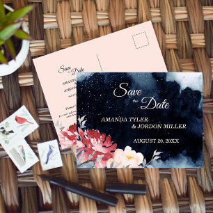 Anúncio Cartão Postal de Salvar a Data de Casamento Floral