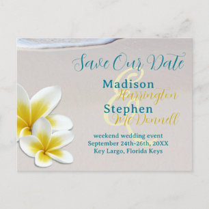 Anúncio Cartão postal de salvar a data de casamento tropic