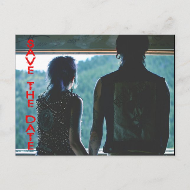 Anúncio cartão postal de salvar a data do Punk Rock Emo pu (Frente)