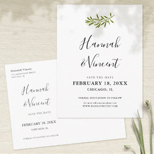 Anúncio Cartão Postal de Salvar a Data do Ramo de Oliveira