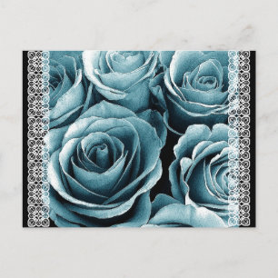 Anúncio Cartão postal de Salve a Data ROSAS AZUL PASTEL