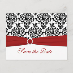 Anúncio Cartão postal de Salve a Data Vermelho, Branco e P