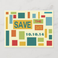 Cartão Postal de Save The Date Abstrato Pop Art