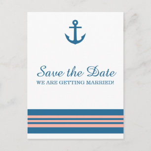 Anúncio Cartão postal de Save the Date Âncora Náutica Cora