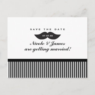 Anúncio Cartão Postal de Save The Date Bigode Preto e Bran