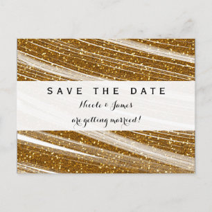 Anúncio Cartão Postal de Save The Date Branco com Brilho D