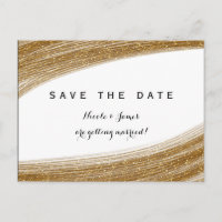 Cartão Postal de Save The Date Branco com Brilho D