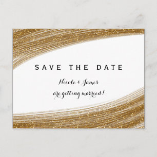 Anúncio Cartão Postal de Save The Date Branco com Brilho D