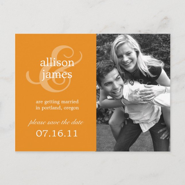 Anúncio Cartão postal de save the date com Ampersand Elega (Frente)