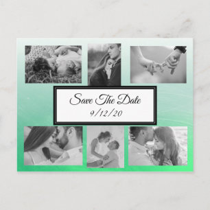 Anúncio Cartão Postal de Save the Date com Foto em Verde G