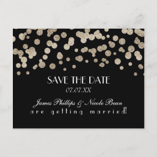 Anúncio Cartão Postal de Save The Date com Pontos Brilhant