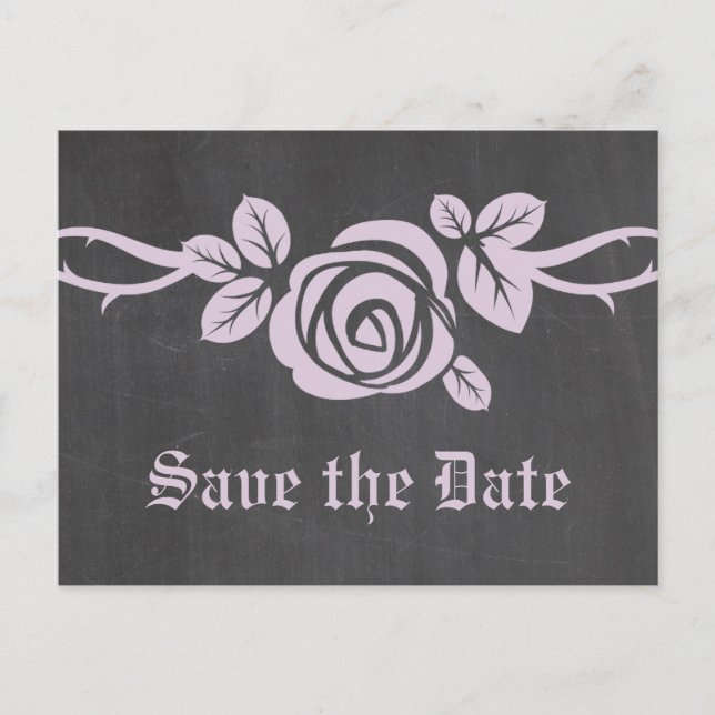 Anúncio Cartão postal de Save the Date com quadro-negro e  (Frente)
