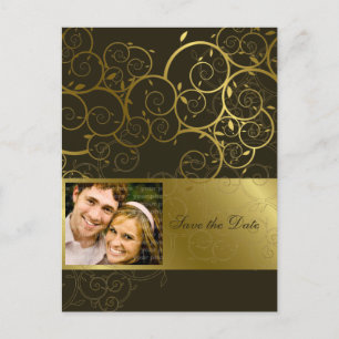 Anúncio Cartão Postal de Save The Date com Videira Espiral