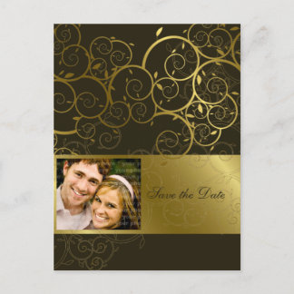 Anúncio Cartão Postal de Save The Date com Videira Espiral