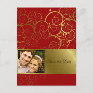 Anúncio Cartão Postal de Save The Date com Videira Espiral