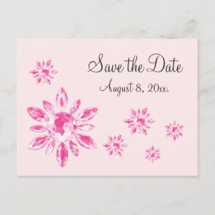 Anúncio Cartão postal de Save the Date da Crystal (rosa)