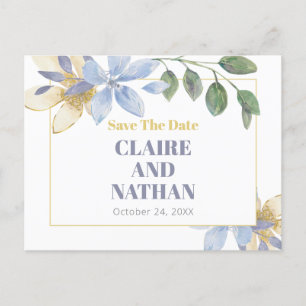 Anúncio Cartão postal de Save the Date de água-forte flora