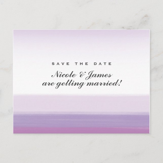 Anúncio Cartão Postal de Save The Date de Aquarela Roxo La (Frente)