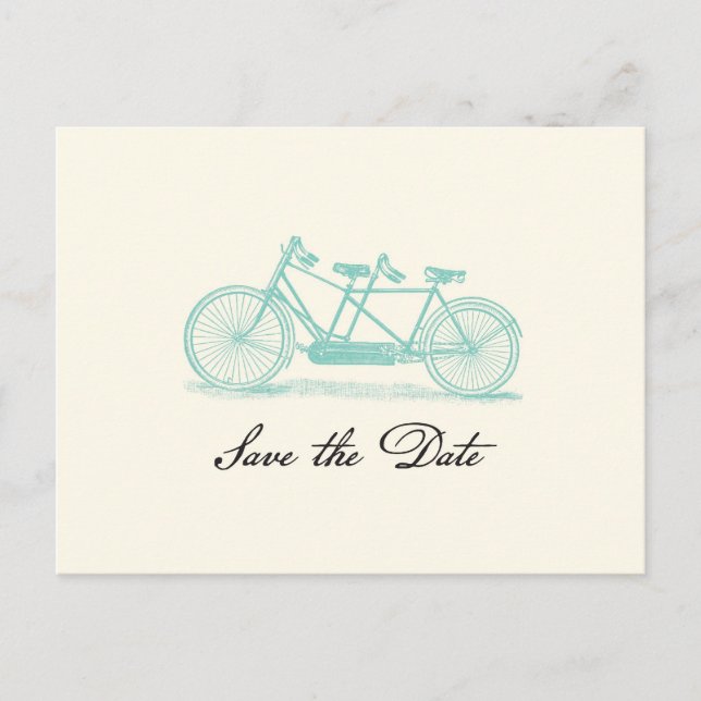 Anúncio Cartão Postal de Save the Date de Bicicleta Tandem (Frente)
