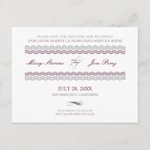 Anúncio Cartão Postal de Save The Date de Casamento Bilíng