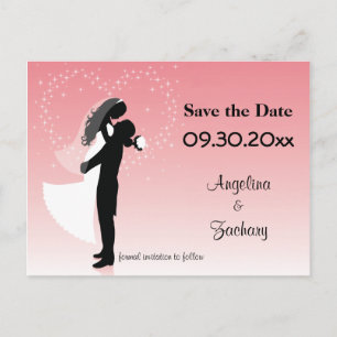 Anúncio Cartão Postal de Save The Date de Casamento Pink O