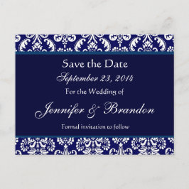 Anúncio Cartão Postal de Save The Date de Damasco Azul Mar