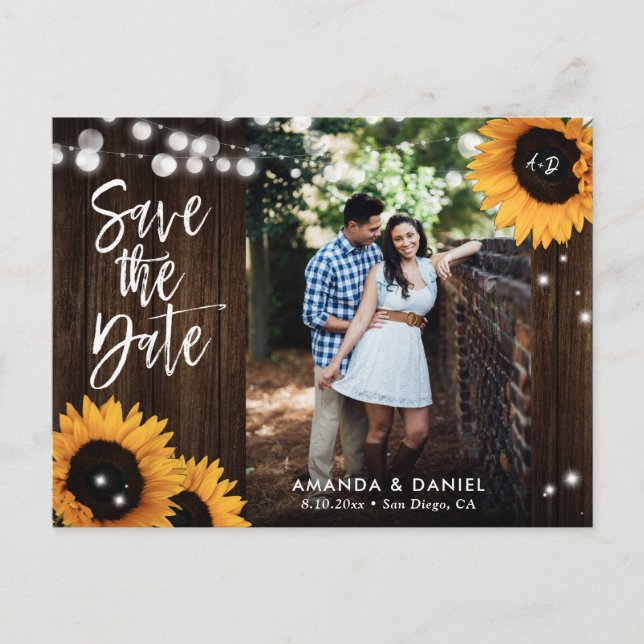 Anúncio Cartão Postal de Save the Date de Girassol de Made (Frente)