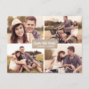 Anúncio Cartão Postal de Save the Date de Moldura de Quatr