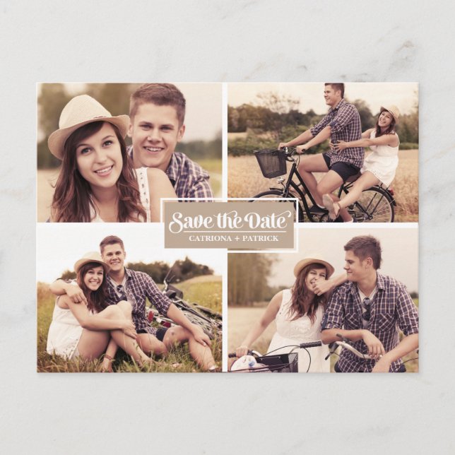 Anúncio Cartão Postal de Save the Date de Moldura de Quatr (Frente)