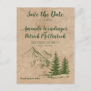 Anúncio Cartão Postal de Save the Date de Montanha Paisagí