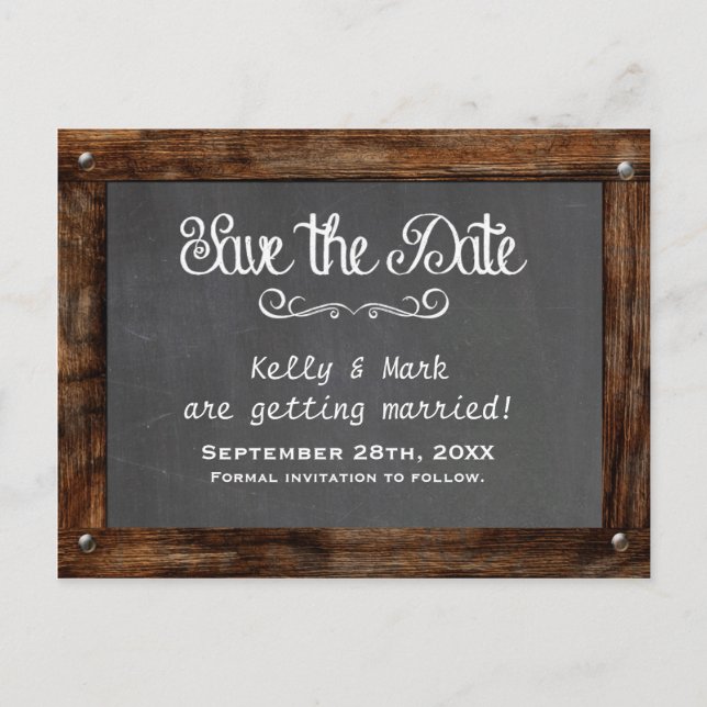 Anúncio Cartão Postal de Save The Date de Quadro Negro de  (Frente)
