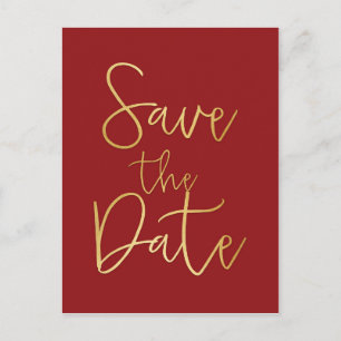 Anúncio Cartão Postal de SAVE THE DATE em Script Moderno V