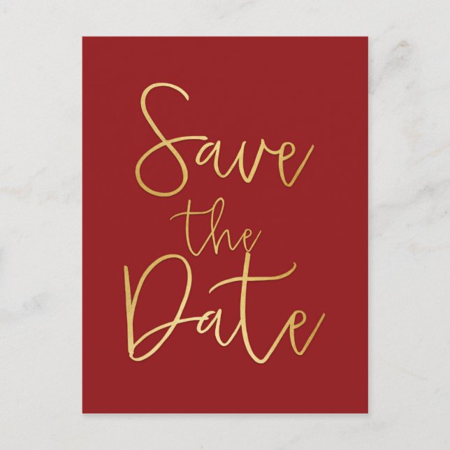 Anúncio Cartão postal de SAVE THE DATE em Script Moderno V (Frente)