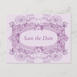 Anúncio Cartão postal de Save the Date Lilás em Moldura An