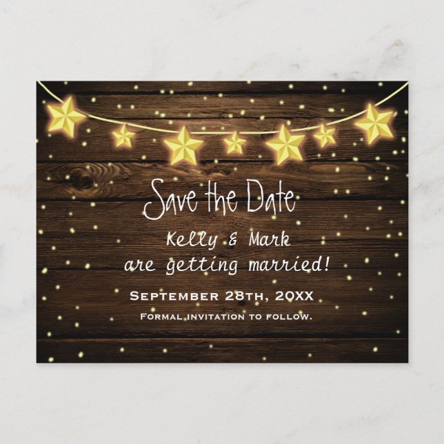 Anúncio Cartão Postal de Save The Date Luzes de Estrela Co (Frente)