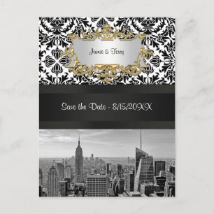Anúncio Cartão postal de Save the Date NYC Skyline BW 431 