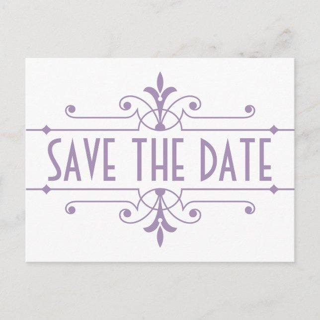 Anúncio Cartão postal de Save the Date Ornamental Fancy ro (Frente)