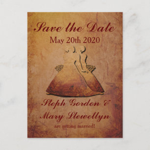 Anúncio Cartão Postal de Save the Date Rústico Vermelho Fl